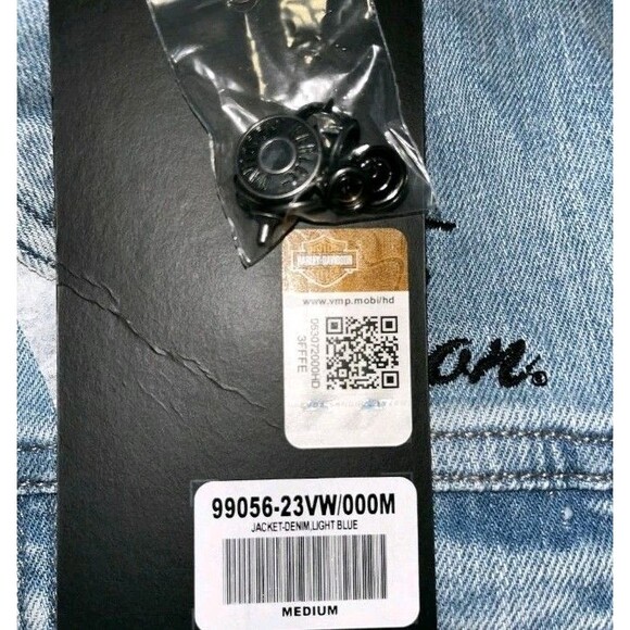 NEW HARLEY DAVIDSON EMBROIDERED WOMEN'S M SILVER WING STRETCH BLACK DENIM JACKET - Picture 10 of 12